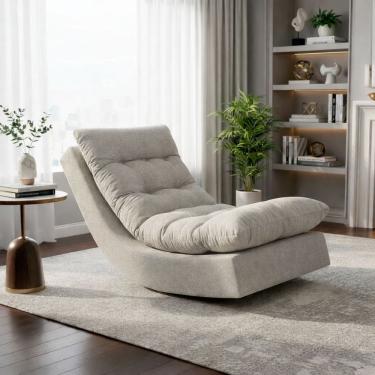 Imagem de Poltrona Balance Leve Balanço Linho Premium Easy Clean Luxo Para Sala Quarto Conforto R...