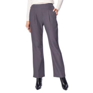 Imagem de Calça Feminina Facinelli Wide Leg Alfaiataria Cinza Escuro, Cinza escu