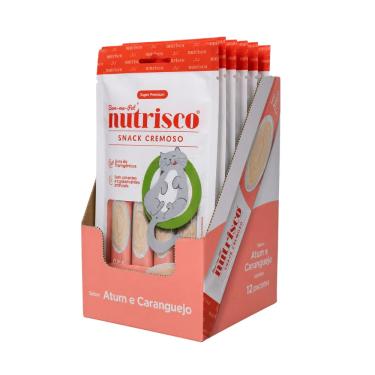 Imagem de Petisco para Gatos Snack Cremoso Nutrisco Sabor Atum e Caranguejo Display - 48 sachês