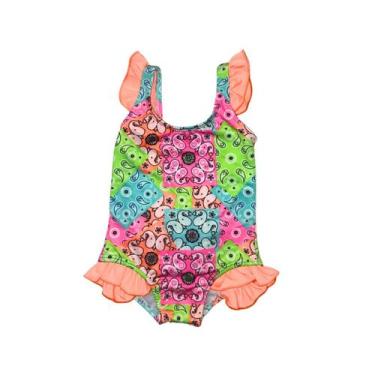 Imagem de Maiô Bebê Lycra Proteção UPF50+ Bebê c/ Laço costas - Bandana Neon - B