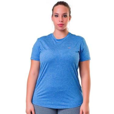 Imagem de Camiseta Running Elite Feminina Dry Fit Algodão Manga Curta, Azul, G