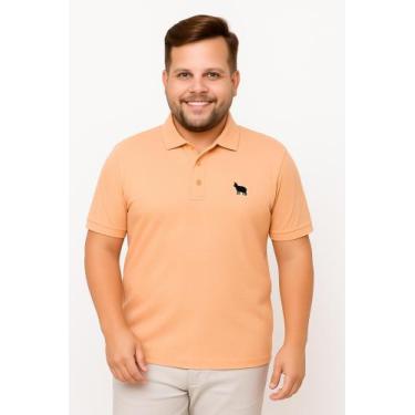 Imagem de Camisa Polo Masculina Plus You Size  Meia Malha  Laranja  G4 ao G6, La