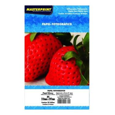 Imagem de Papel Fotográfico Dupla Face 220g A4 Glossy Branco Masterprint 20 Folh