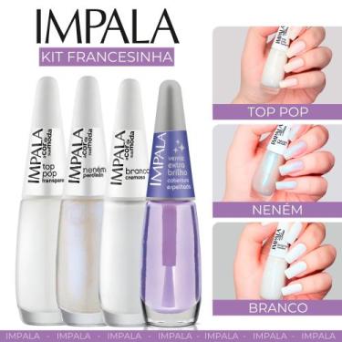 Imagem de Esmaltes Francesinha Impala Esmaltes Atacado, 3 Esmaltes + Verniz