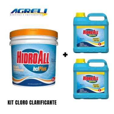 Imagem de Kit 1 Cloro para Piscina HCL Plus 10Kg com 2 Clarificante Floculante H