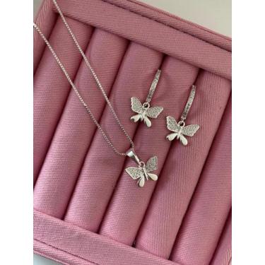 Imagem de Conjunto Borboleta Cravejada - Prata - Milly