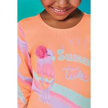 Imagem de Maiô Infantil Menina em Malha com Proteção UV 50+ Kukiê, Laranja, 14