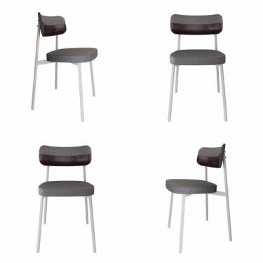 Imagem de Cadeira Alloa Fixa com 4 Pés 50 x 44,7 x 83,8 cm com 4 Unidade Cinza/C