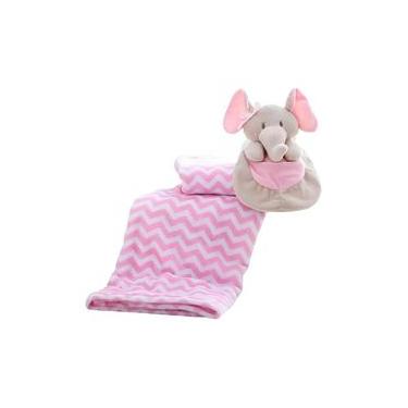 Imagem de Manta Bebe Com Naninha Elefante Rosa 75x100cm - Corttex Unico