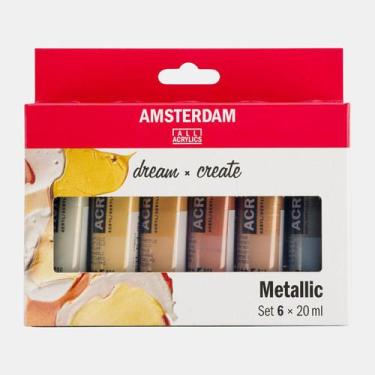 Imagem de Tinta Acrilica Talens Amsterdam Cores Metalicas 6 Tubos 20ml - KERAMIK