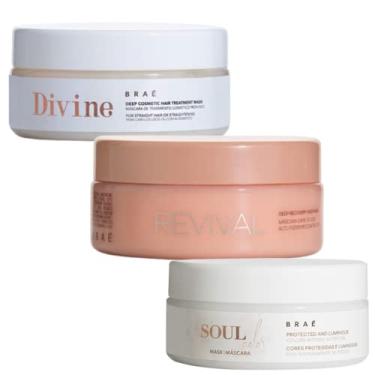 Imagem de Máscara Braé Kit 3 Máscaras Capilares Profissionais - Revival, Divine e Soul Color (3x 200g) - Brilho e Cor Vibrante - BRAÉ