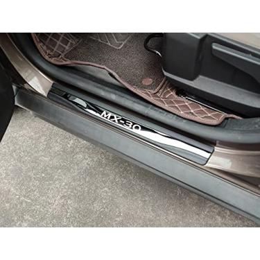 Imagem de GZBFTDH Proteção de Peitoril Soleira da Porta, para Mazda MX-30 2020-2023 Elantra Carro Acessórios, Aço Inoxidável Kick Plate Guard de Pedal de Limiar Protetor, Peças para Automóveis