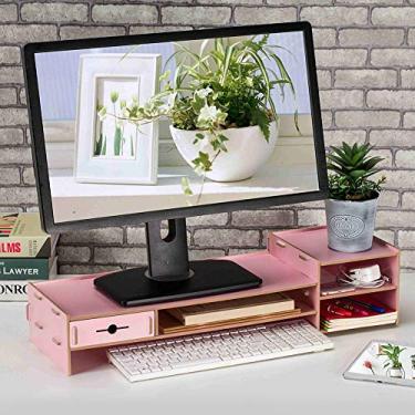 Imagem de Suporte para laptop, organizador de mesa à prova d'água, mesa de estudo familiar de madeira para escritório(Cor de rosa)