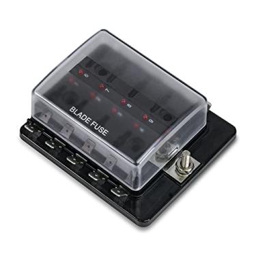 Imagem de True Mods Caixa de fusíveis de lâmina de 10 vias para automotivo [fusíveis de lâmina ATC/ATO] [100 Amp] [Indicador LED] [Capa de proteção] [10-30V DC; 12V] Bloco de fusíveis náutico automotivo