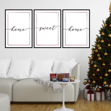 Imagem de Kit 3 Quadros Decorativos Home Sweet Home - Rosê