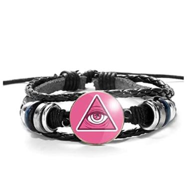 Imagem de Pulseira Pink Pirâmide Olho que tudo vê Illuminati Ajustável