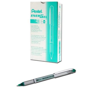 Imagem de Pentel Caneta de tinta gel EnerGel NV (0,7 mm), tampa de ponta média, ponta de metal, tinta verde, caixa com 12 (BL27-D)