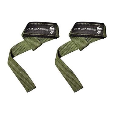 Imagem de (Verde Militar) - Gymreapers Levantando alcas de pulso para halterofilismo, musculacao, powerlifting, treinamento de forca, deadlifts - Neoprene acolchoado com algodao de 46cm