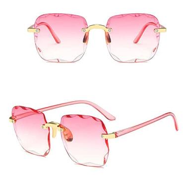 Imagem de Óculos de Sol Quadrado Vintage Clássico Mulher Gradiente Espelho Sem Moldura Óculos de Sol Feminino Moda Retrô Sem Aro Óculos De Sol, 4, Como Imagem