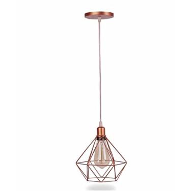 Imagem de Luminária de Teto Pendente Modelo Diamante Aramado Cobre Rose Brasil Decor