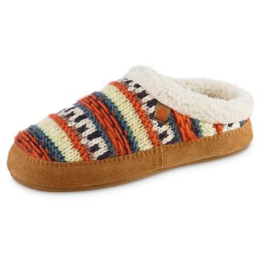 Imagem de Acorn Chinelo feminino com forro berbere, revestimento de camurça e sola durável antiderrapante para uso interno/externo, Vermelho pôr do sol, 5-6