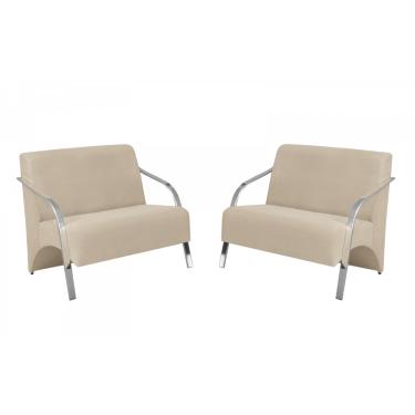Imagem de Kit 2 Poltronas Namoradeira 2 Lugares Vênus Braço Alumínio D Salla Suede
