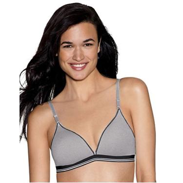 Imagem de Hanes Sutiã feminino ComfortFlex Fit Boyfriend sem aro MHG147, Cinza/Preto, G
