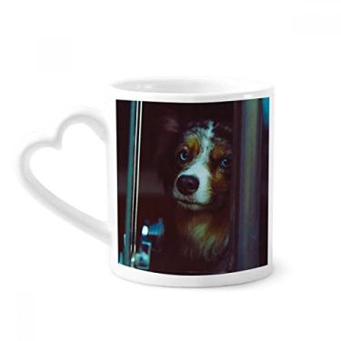 Imagem de Caneca com imagem solitária de animal de estimação de cachorro caneca de cerâmica copo de coração de vidro