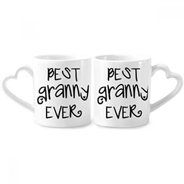 Imagem de Best Granny Ever Quotes Family Bless Conjunto de canecas de porcelana para casais, copo de cerâmica com alça de coração