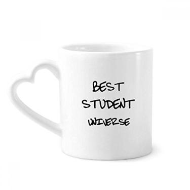 Imagem de Melhor caneca de café de cerâmica com citação do universo do estudante copo de coração de vidro