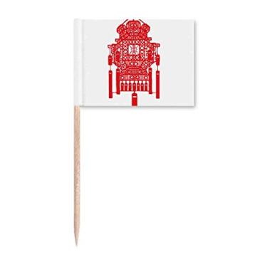Imagem de Lanterna chinesa tradicional padrão vermelho palito bandeiras marcadoras decoração de festa
