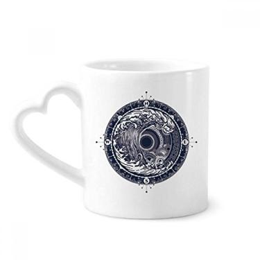 Imagem de Caneca com estampa de arte circular de bússola de ondas café cerâmica copo de coração de vidro