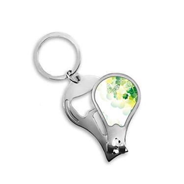 Imagem de Borboleta trevo de quatro folhas dia de São Patrício cortador de unhas abridor chaveiro tesoura