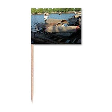 Imagem de Decoração de festa com bandeira de palito de dente moderno presente art déco para barco pescador