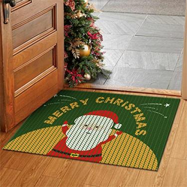 Imagem de KELATI Tapete de porta de Natal, tapete de porta de Natal antiderrapante tapete de entrada interna tapete de Natal, para quarto, banheiro, cozinha, tapete de férias, 40 x 60 cm-F