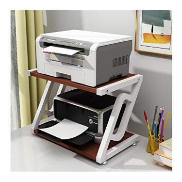 Imagem de KIZQYN Suporte de impressora prateleira criativa rack de armazenamento duplo multifuncional moderno minimalista rack de cópia de multicamadas para impressora de mesa de casa e escritório (cor: 1, tamanho: 50 * 32 * 38 cm)