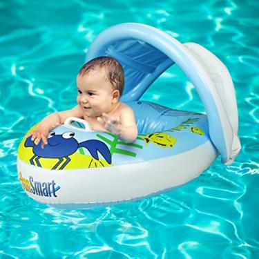 Imagem de Nellam – Boia de natação para bebês com dossel – Boia para bebês com cobertura solar destacável – Anel flutuante com proteção UV – Infantil