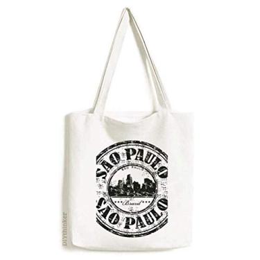 Imagem de Bolsa sacola de lona com elemento cultural do Brasil, bolsa de compras casual