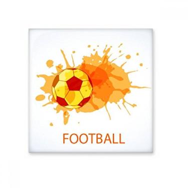 Imagem de Decalque brilhante de azulejo de cerâmica esportivo futebol futebol laranja pedra adornada tijolo vitrificado