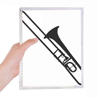 Imagem de Trombone Caderno com estampa de instrumento de música clássica, folhas soltas, diário recarregável, artigos de papelaria