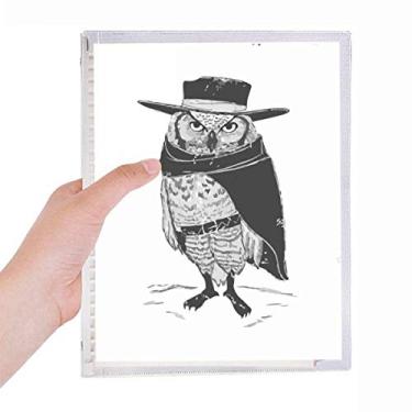 Imagem de Caderno de animais com estampa de coruja e pássaro com folhas soltas e diário recarregável