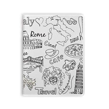 Imagem de Caderno de anotações com paisagem italiana famosa para viagem, capa de goma