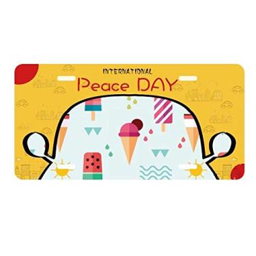 Imagem de DIYthinker Placa de licença Sun Mountain River picolé doce sorvete etiqueta decoração de carro dia da paz