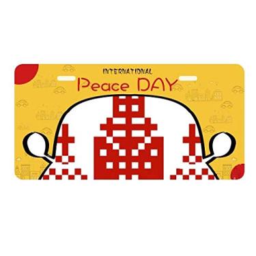 Imagem de DIYthinker Placa de carro com elementos do país de mosaico da Rússia Building Tag Decoração de carro Dia da Paz