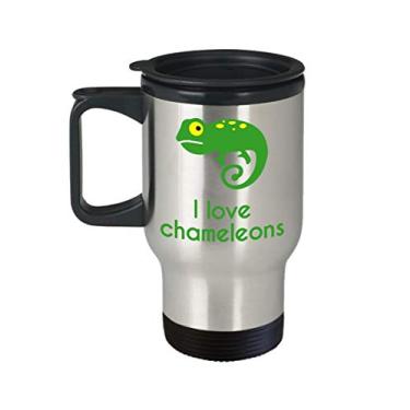 Imagem de Caneca de viagem I love Chameleon – Caneca de chá divertido com isolamento de cacau quente – ideia de