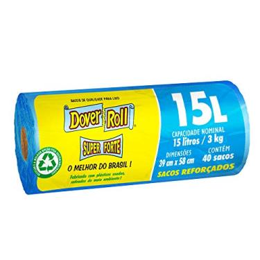 Imagem de Dover-Roll Super Forte 15L Azul, Rolo com 40 Sacos para Lixo