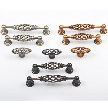 Imagem de Maçaneta de porta de gaiola de passarinho vintage Maçanetas e maçanetas de móveis antigos para armários de cozinha Maçaneta de armário vintage puxador de gaveta, maçaneta de bronze amarelo