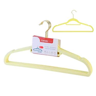 Imagem de Conjunto 5 Cabides De Veludo Slim Antideslizante - Amarelo - Haste giratória - PREMIUM DUPIN