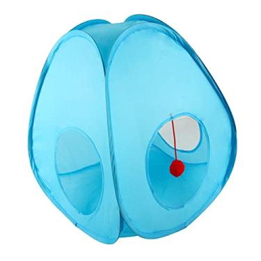 Imagem de ＫＬＫＣＭＳ Tenda dobrável para gatos Casa de gato Brinquedos interativos portáteis com passagem de bola Casa para gatos Tenda dobrável para animais de