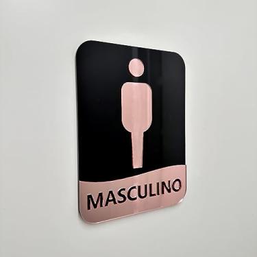 Imagem de Placa de identificação para banheiros Masculino - Acrílico (Preto e Rosê)